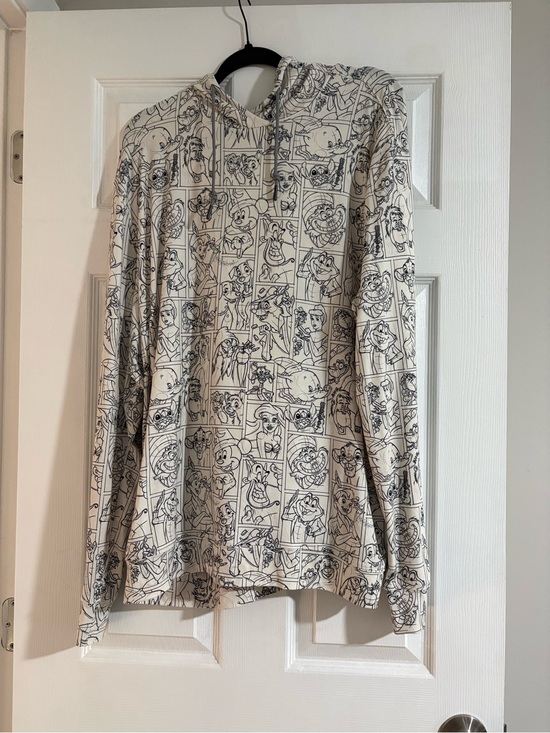 RSVLTS Tops - Disney Cream Graphic Character Hoodie - Black Line Art